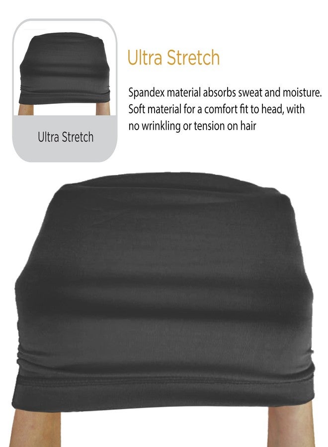 DONNA Real Fit Spandex Cap, Ultra Stretch Hair Cover for Women, Breathable Fabric Headwear Fits, Elastic Sleep Cap for Comfortable Hold, Black, One Size - Image 3